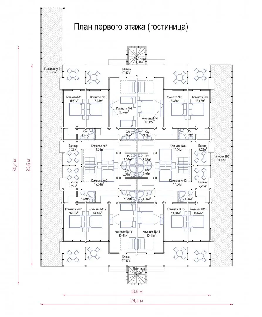 План 1 этажа (Гостиница)